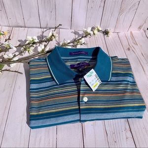Alan Flusser Short Sleeve Polo Blue XL